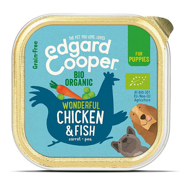 Edgard & Cooper Puppy Biologisch Kuipjes Kip en Vis 17 x 100 gram