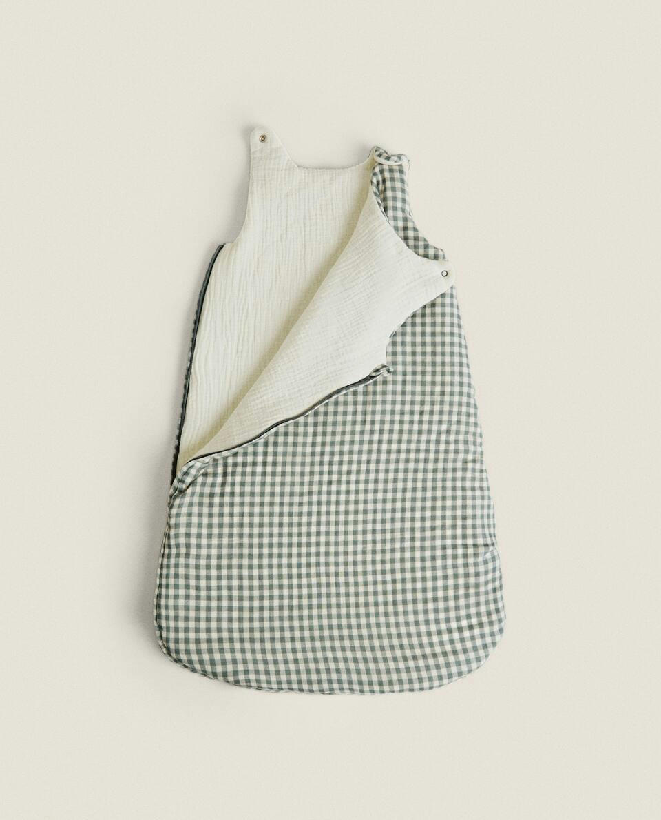 Saco de dormir infantil de algodão xadrez