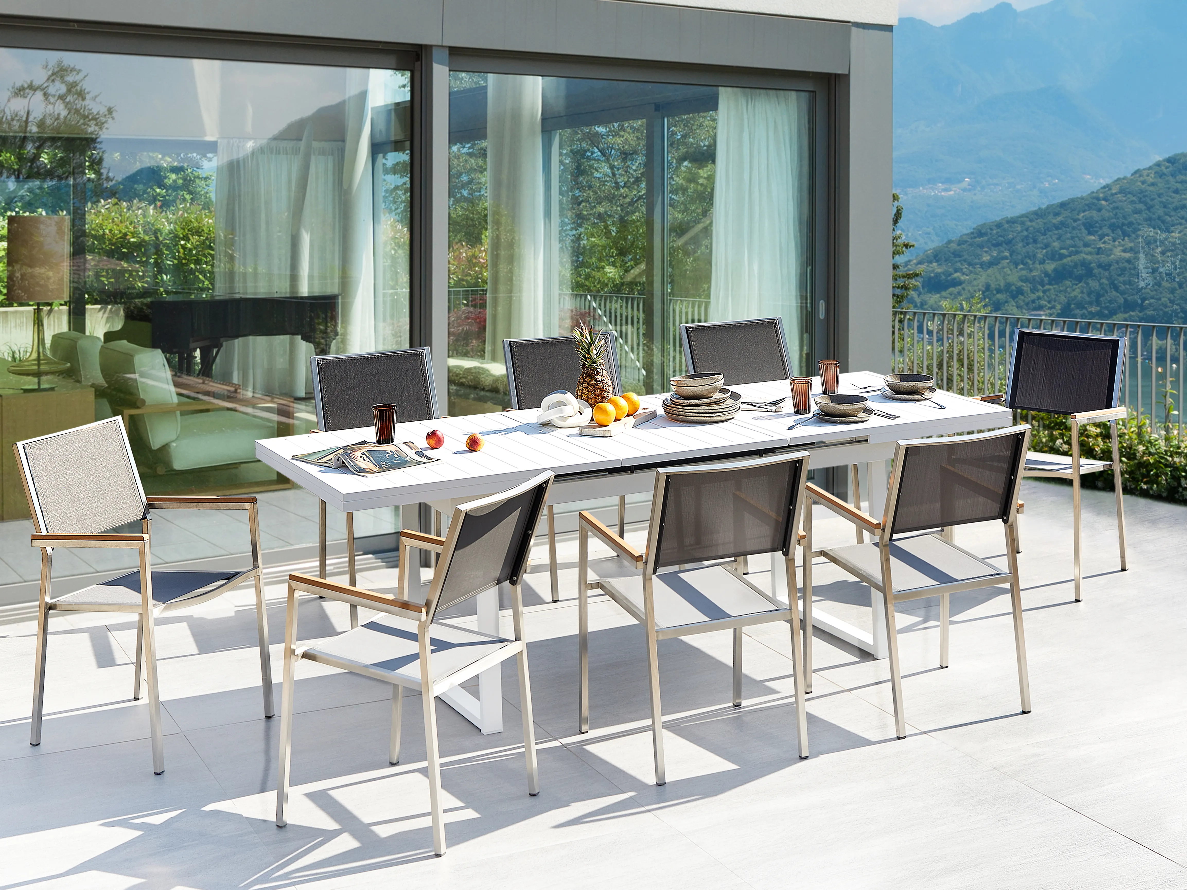 Tuinset 8-zits VALCANETTO/GROSSETO Metaal Grijs/wit