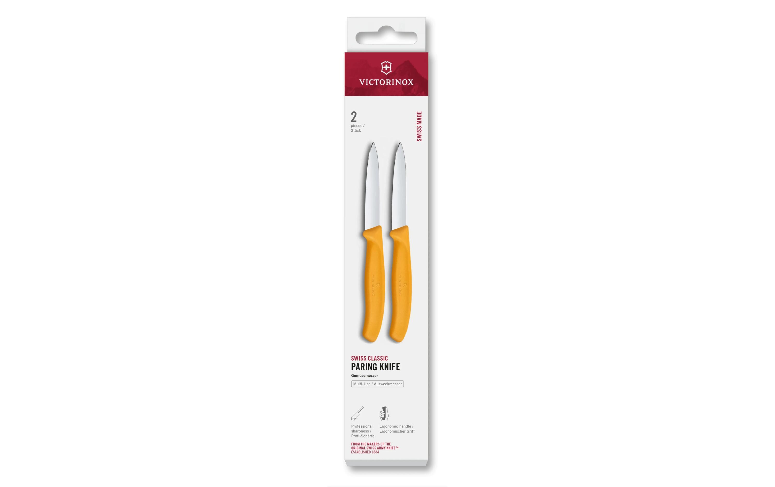 Messer-Set Swiss Classic, 8 cm, Gelb, 2 StückPraktisches Gemüsemesser mit gerader Spitze