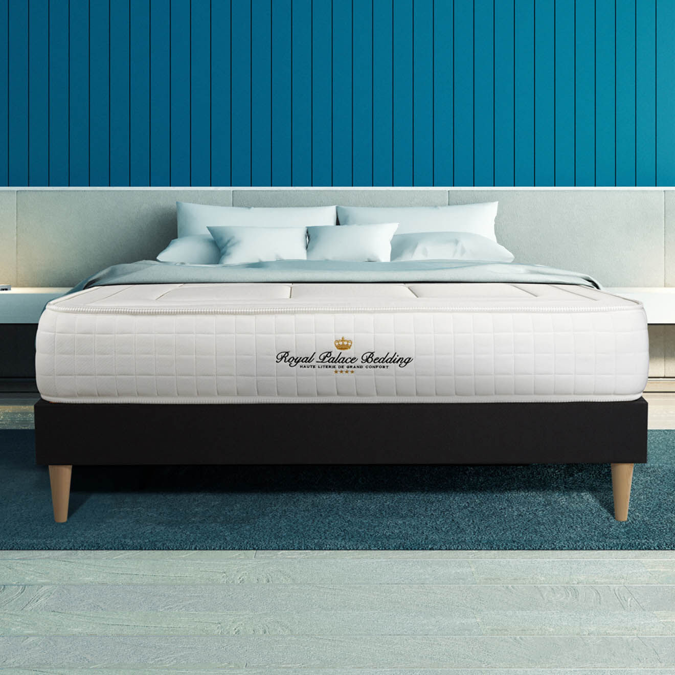 Royal Palace Bedding Ensemble matelas à mémoire de forme & sommier Balmoral noir - 140x200 cm
