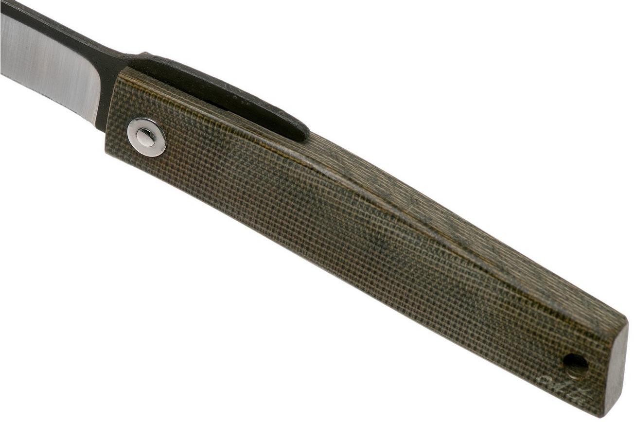 Ohta FK7 Higonokami-zakmes, Green Canvas Micarta