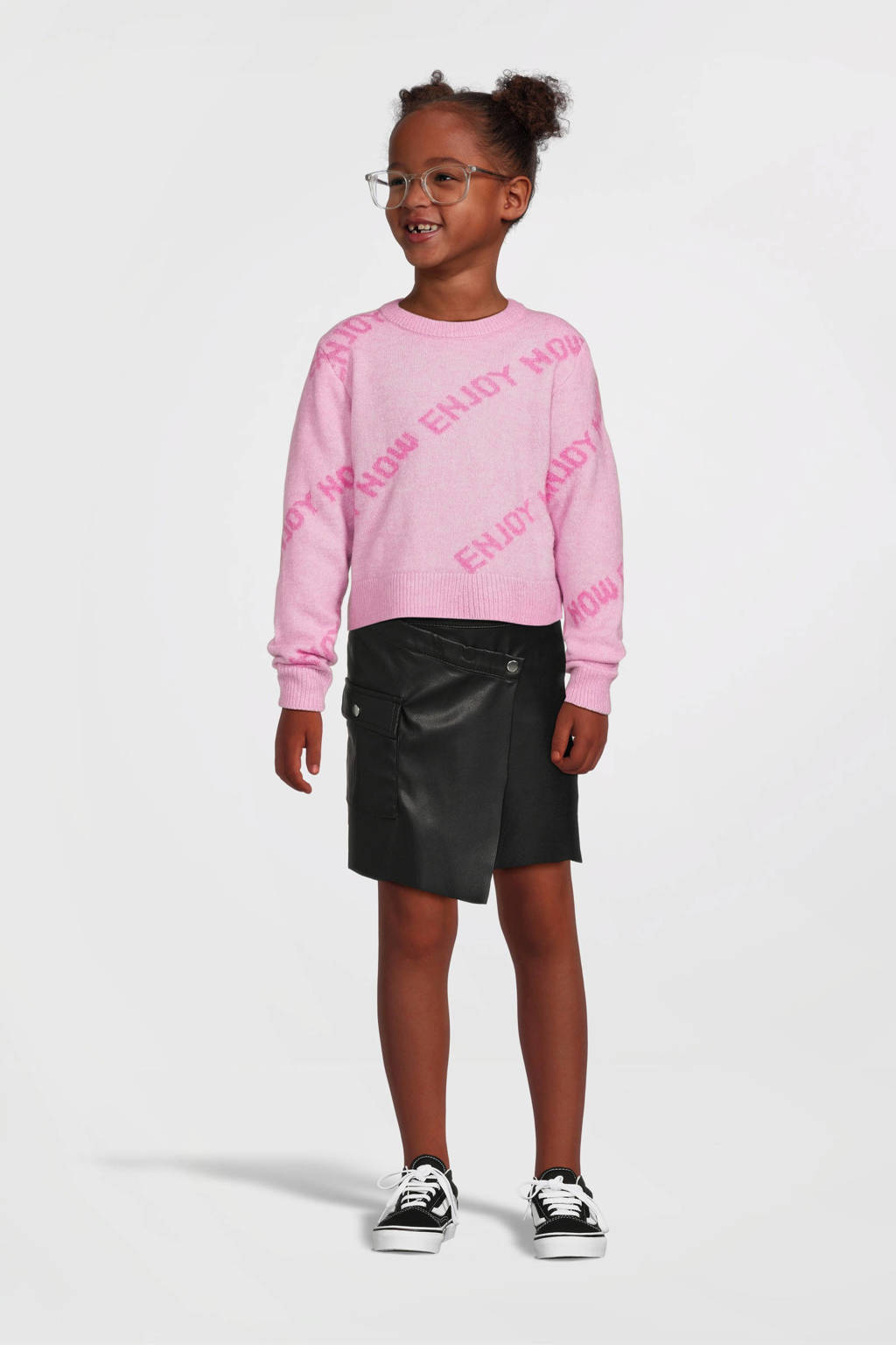 NAME IT imitatieleer imitatieleren rok zwart
