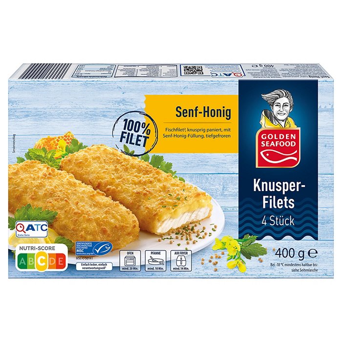 GOLDEN SEAFOOD Knusperfilets 400 g, Senf-Honig