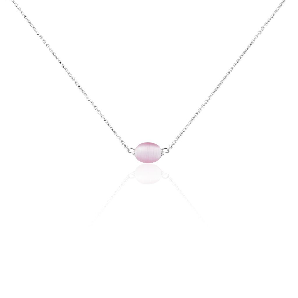 Collier Evren Argent Blanc Quartz Rose