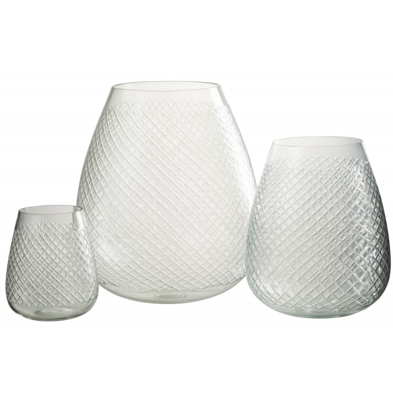 Vase à carreaux en verre transparent 18x18x25 cm