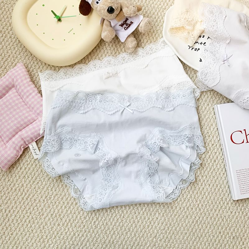 Nikiki - Kanten panty met effen strikpaneel