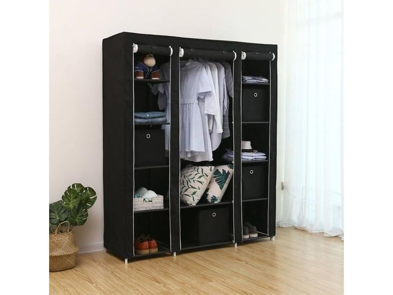 Songmics Regal mit hochrollbaren Türen Schwarz Kleiderschrank