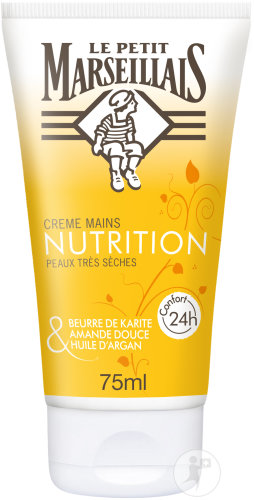 Le Petit Marseillais Crème Mains Nutrition Peaux Très Sèches Karité Amande Argan Tube 75ml