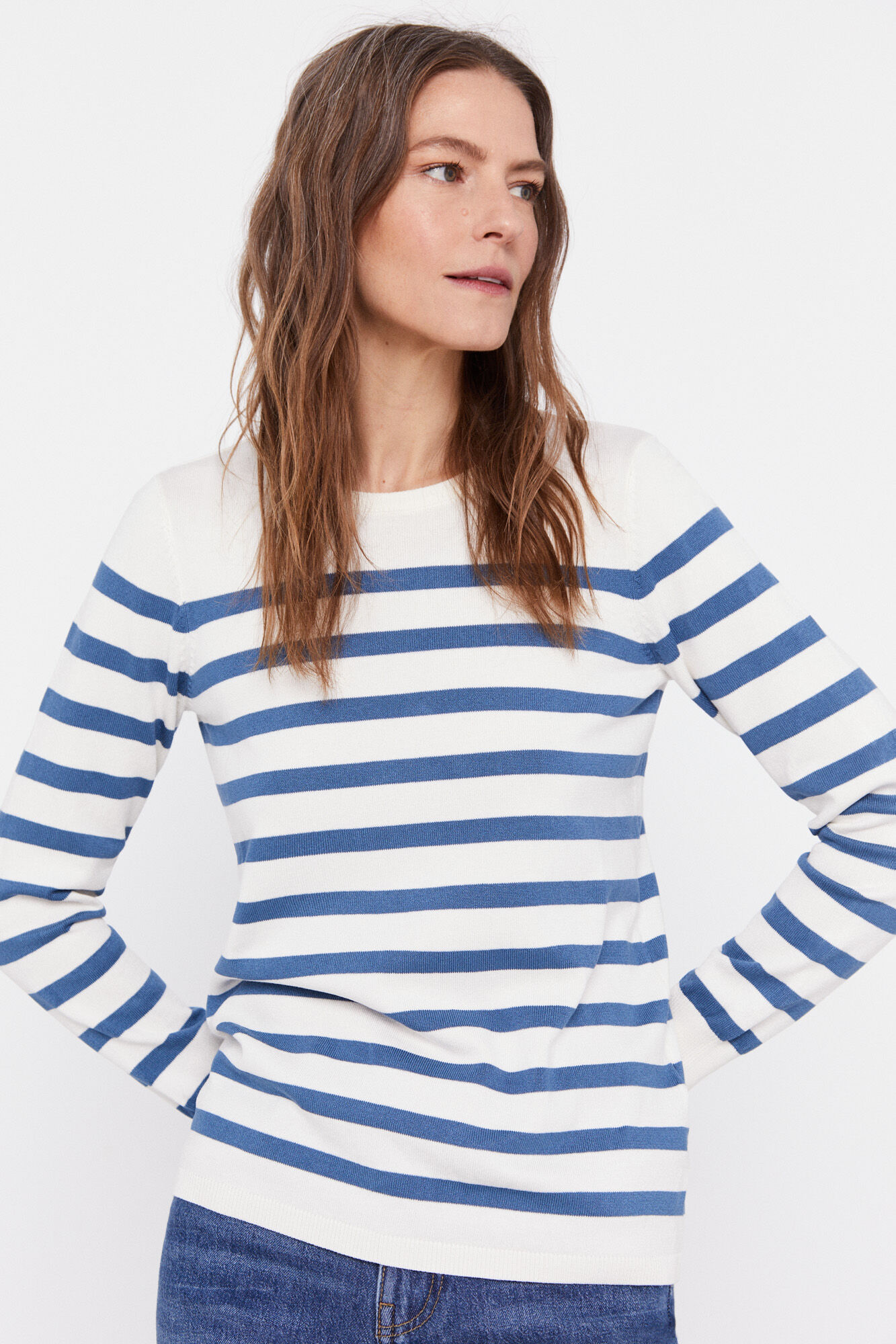 Camisa listrada em dois tons - Marfim