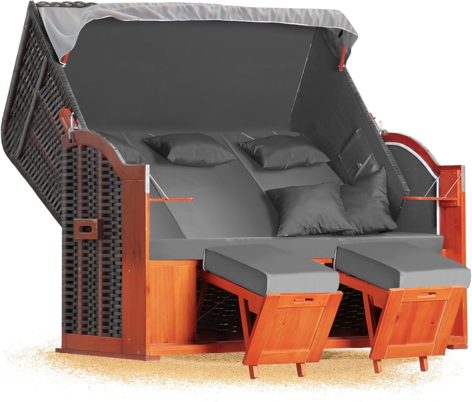 Strandkorb Hanse Ostsee 2,5 Sitzer Klassik XXL 160cm breit - Volllieger bereits montiert inkl. Strandkorbrollen ideal für Zuhause, Balkon und Terrasse
