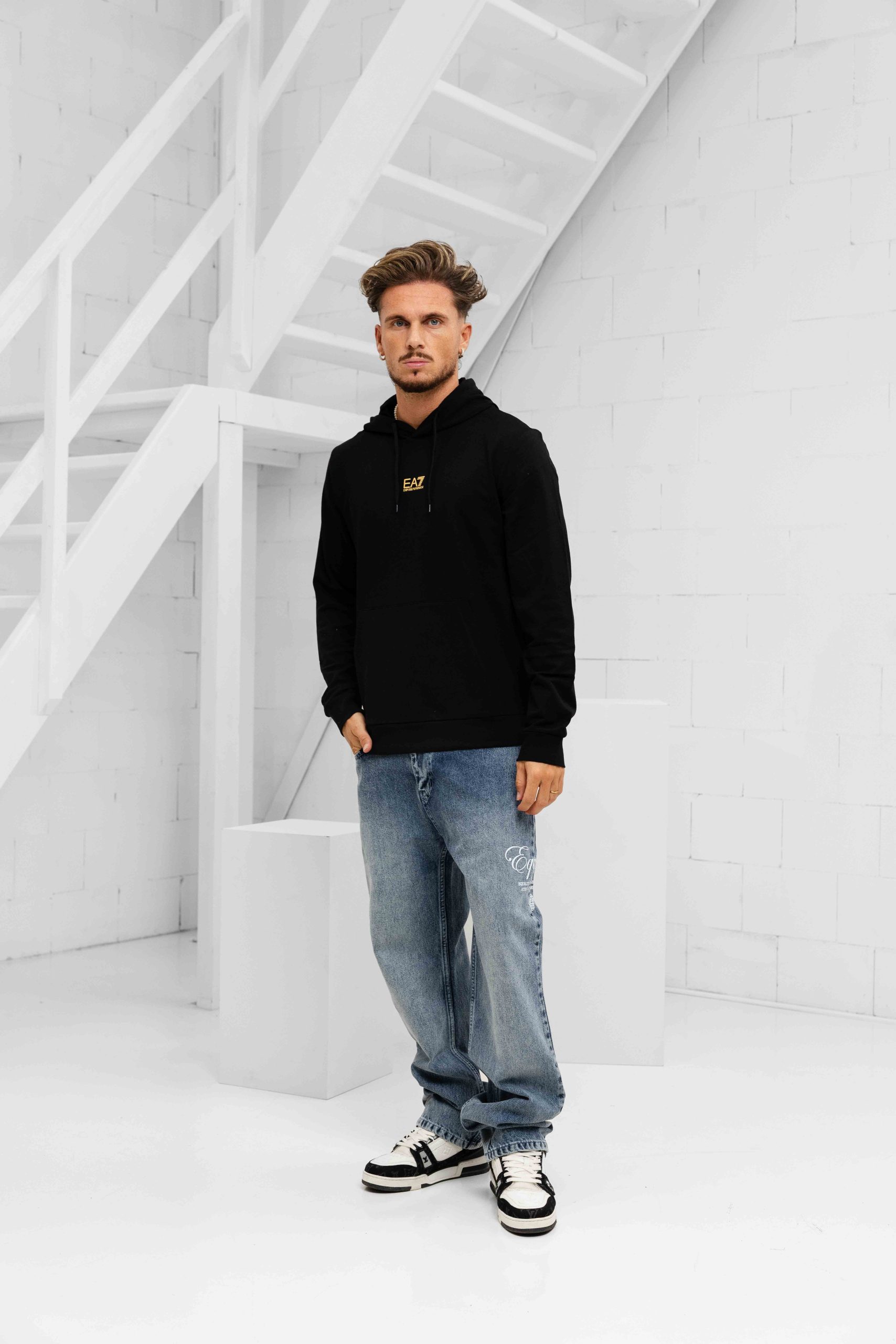 EA7 Emporio Armani 8NPM32 Hoodie Heren Zwart/Goud