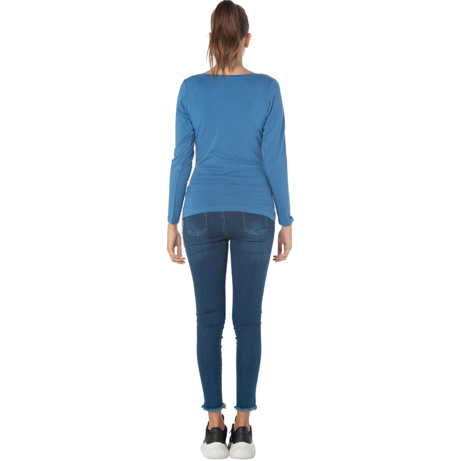 M.M.C. Umstandslangarmshirt Baby Flucht mit Motiv Dunkelblau