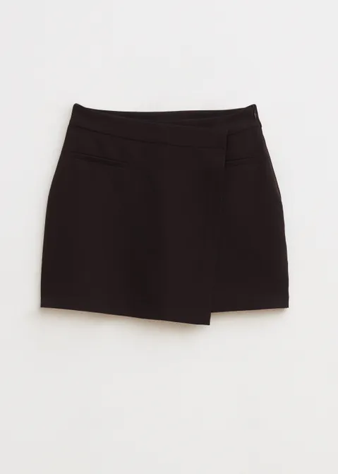 Mini rok met overslag zwart (ZWART)