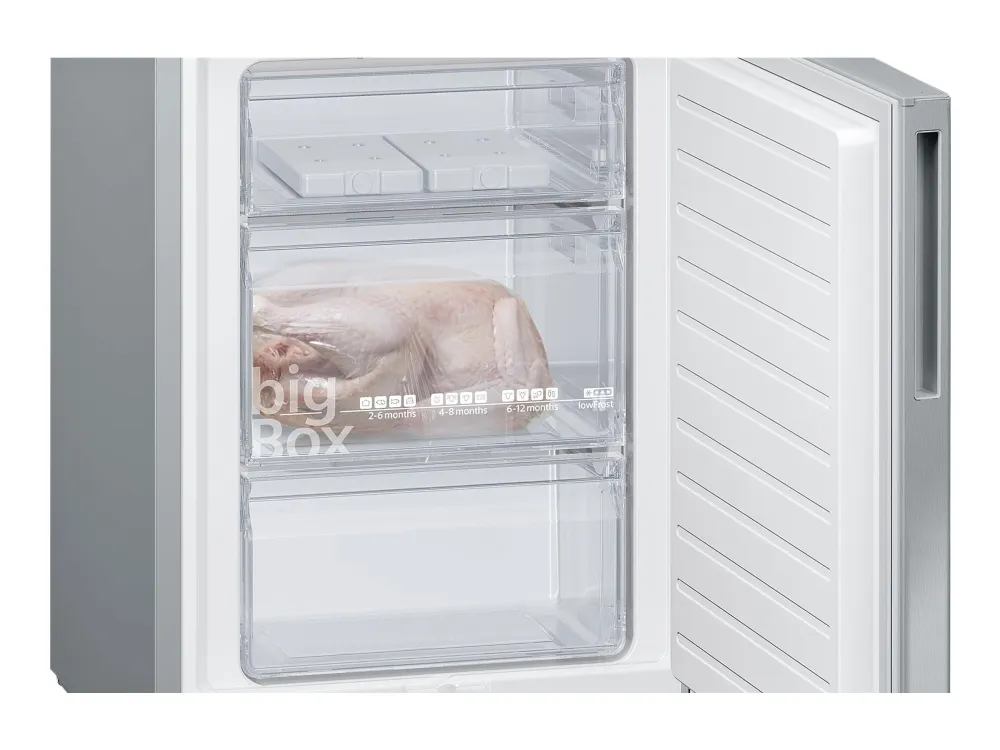 Siemens iQ500 KG39EAICA - Køleskab/fryser - bund-fryser - bredde: 60 cm - dybde: 65 cm - højde: 201 cm - 343 liter - Klasse C - rustfrit stål