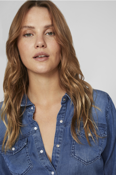Vila blauwe dames blouse