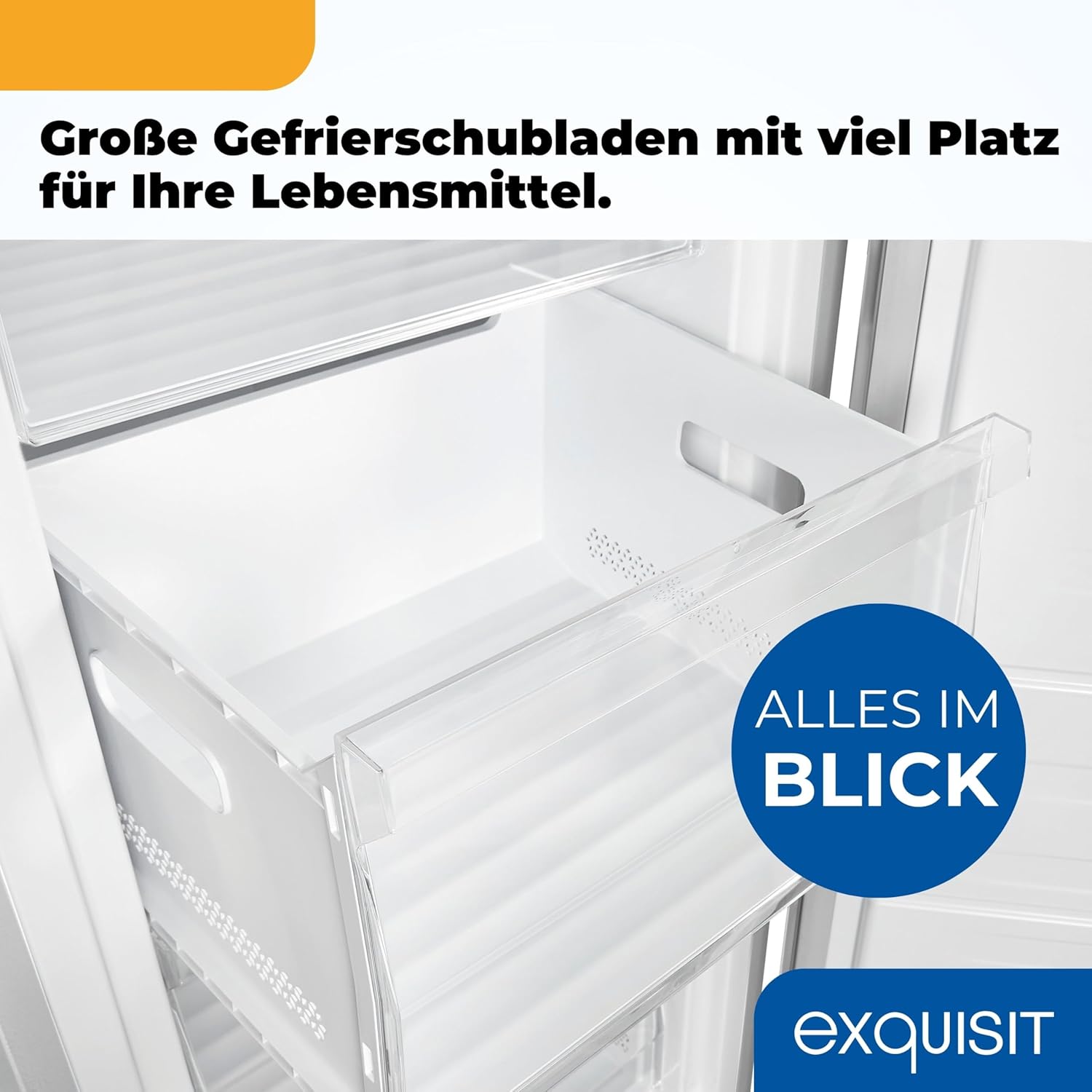Exquisit Gefrierschrank NoFrost, Tiefkühlschrank groß, 194 Liter, Alarm-Funktion, 4-Sterne-Gefrieren, Schnellgefrieren, LED-Display, GS5271-NF-H-010D weiss