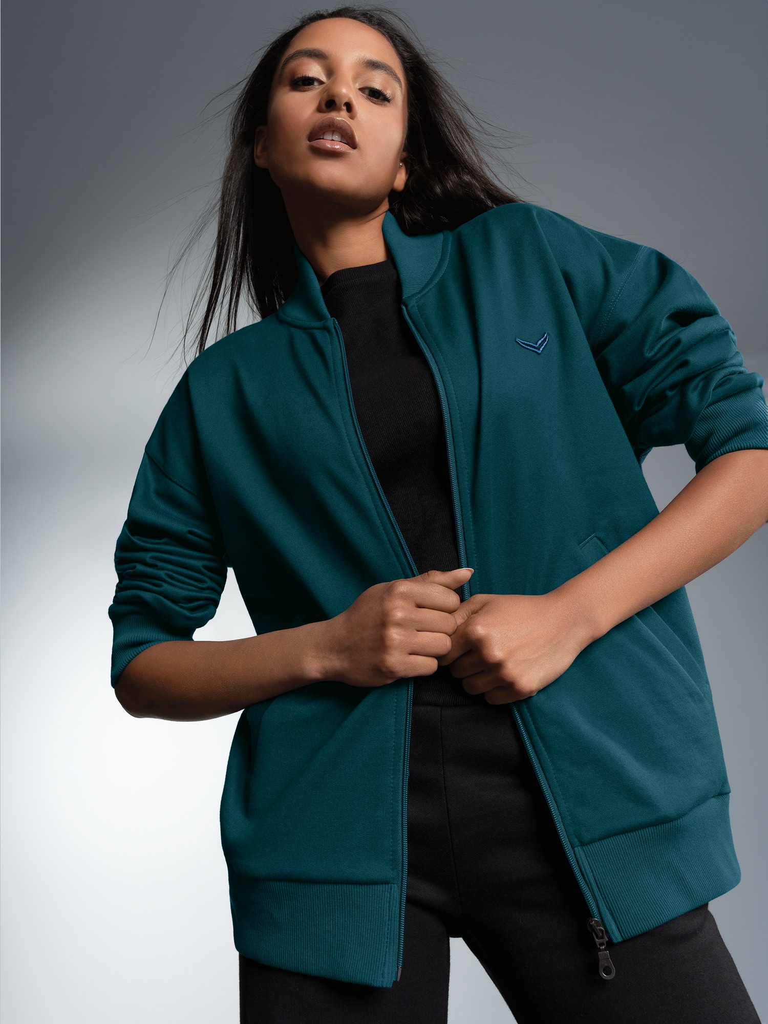 Collegejacke in weicher Sweat-Qualität Saphir