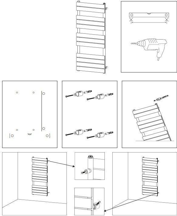 Boss & Wessing - Ress - Handdoekradiator - Wit - Middenaansluiting