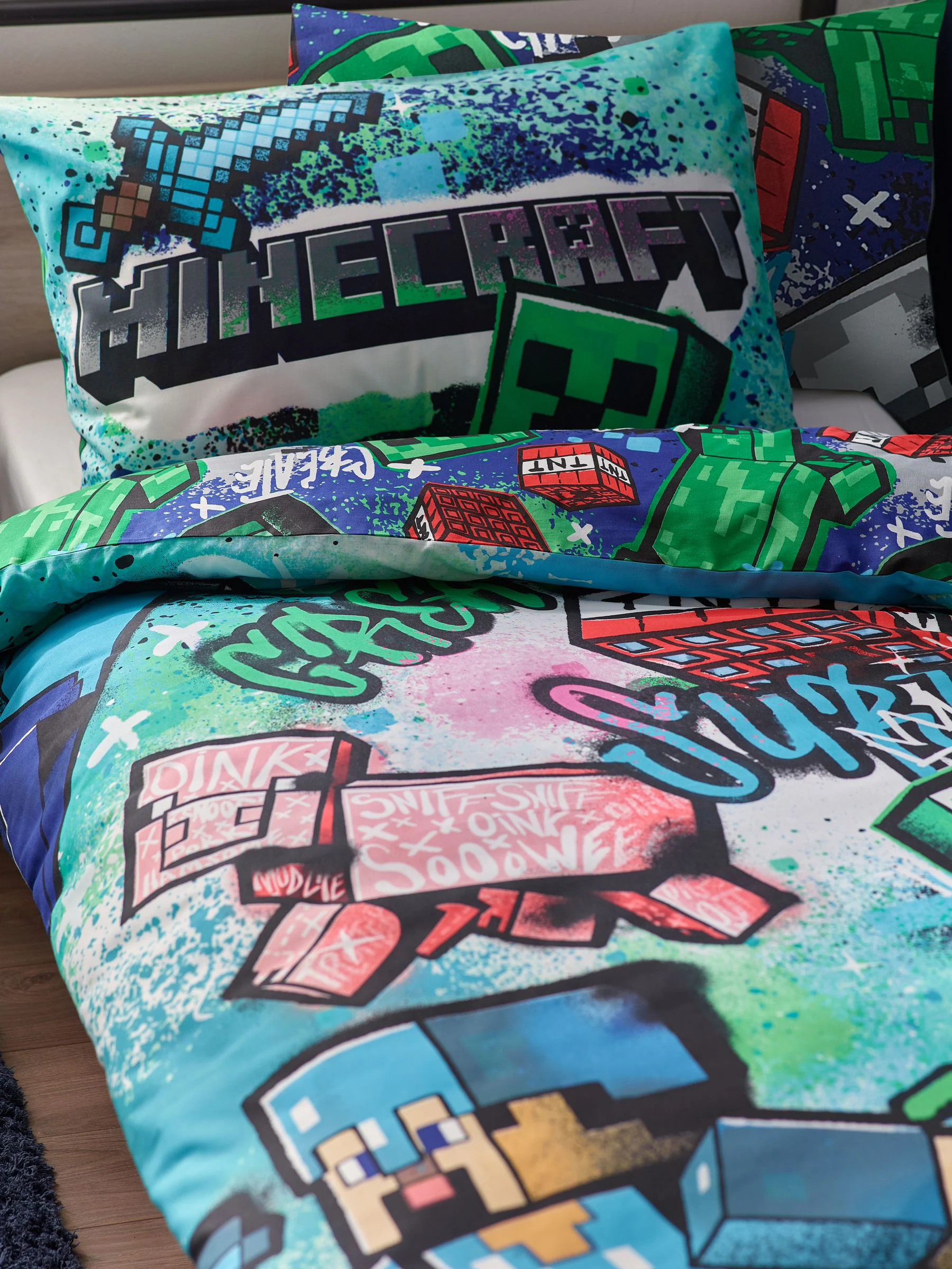 Minecraft eenpersoons dekbedovertrek en kussensloopset