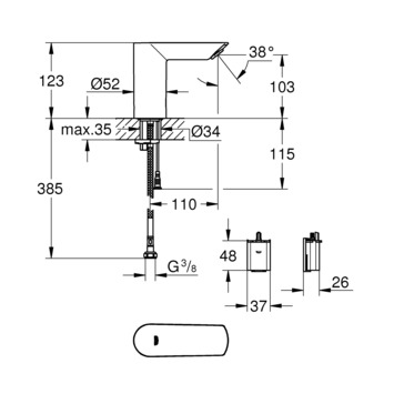 GROHE fonteinkraan Bau Cosmopolitan met infrarood sensor Chroom 15cm