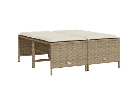 VIDAXL - Pouf Tabourets de jardin avec coussins lot de 4 beige résine tres...