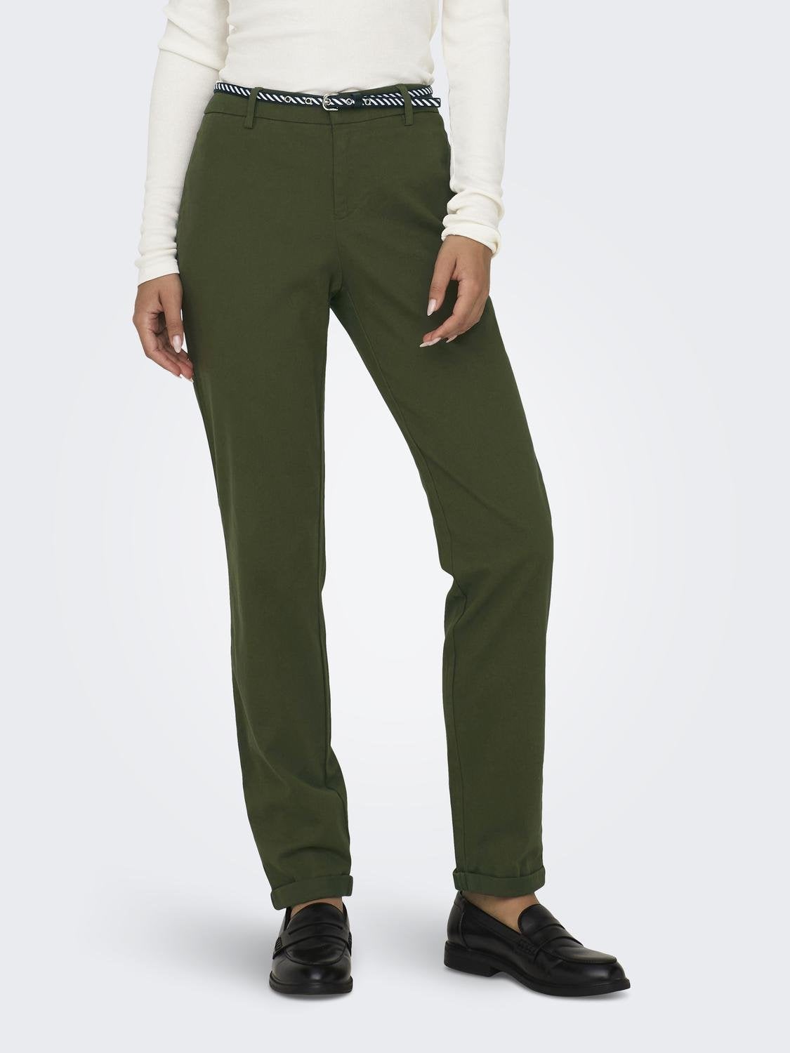 ONLBIANA-MAREE Mittlere Taille Slim Fit Chino Hose Olive Night
