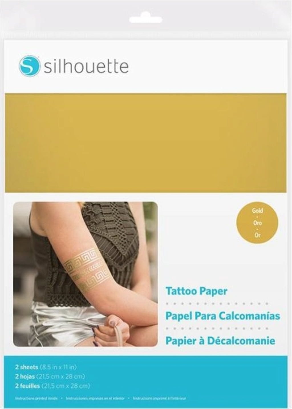 Silhouette  Temporary Tattoo Paper, Gold    Schmücke deine Haut mit deinen eigenen Kreationen!