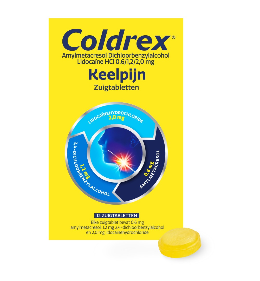 Coldrex Keeltablet zuigtablet (12 zuigtabletten)