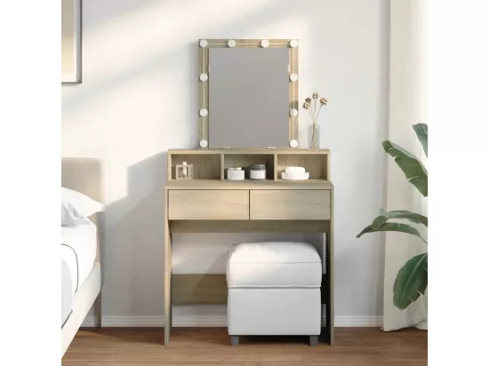 Coiffeuse avec LED chêne sonoma 80x41x144,5 cm