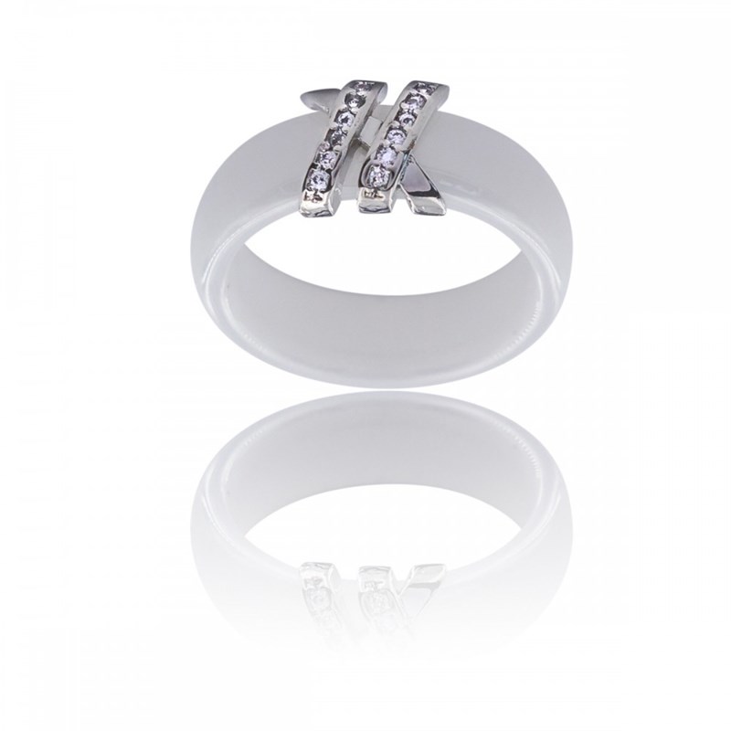 Jolie Coffret Bague Femme Céramique Ornée Zirconium