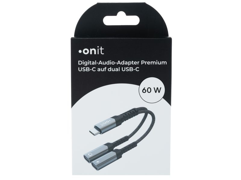 onit Digital-Audio-Adapter Premium USB-C auf dual USB-C Musik hören und Gerät laden gleichzeitig – über nur einen USB-C-Anschluss