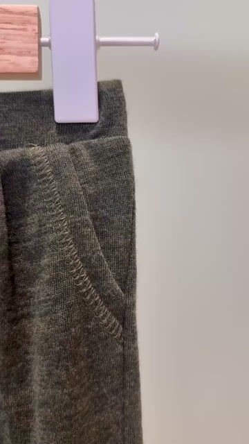 Joggebukse Baby – 100% Merino – Melange Mosegrønn