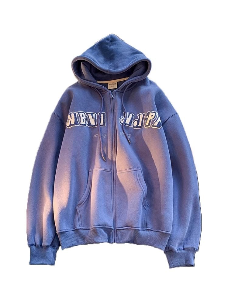 Dream Drop - Hoodie met geborduurde letters en rits