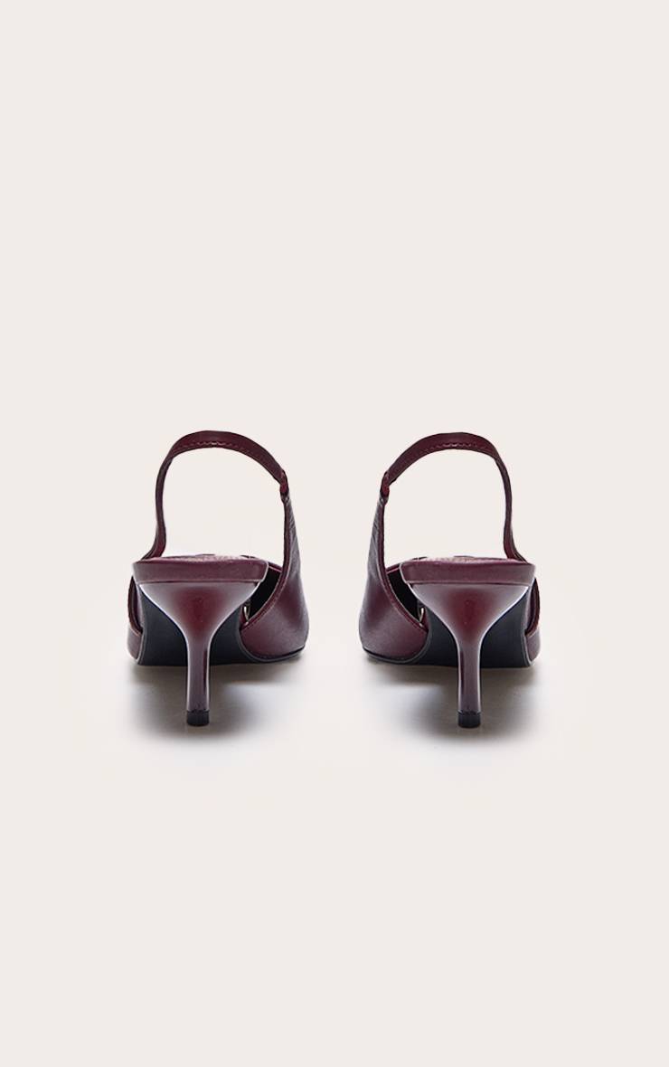 Rouge Bordeaux Escarpins À Bout Pointu Et Bride Arrière En Synthétiquecuir À Talon Moyen