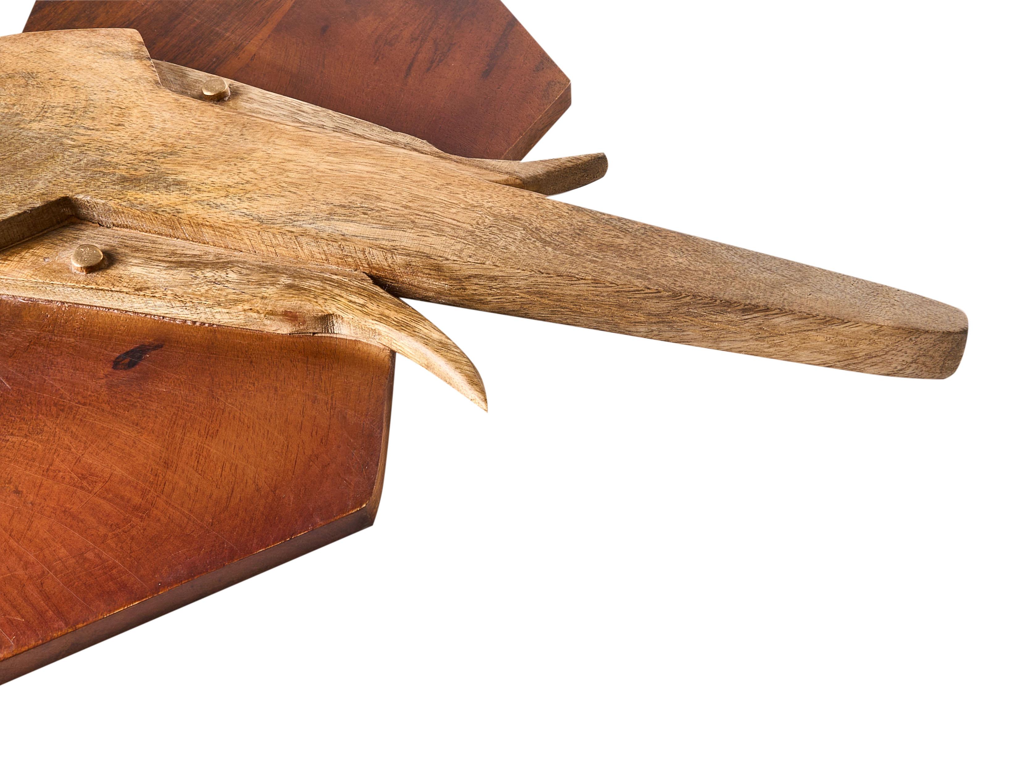 Wanddecoratie Olifant GAROUA Mangohout 37 cm Bruin