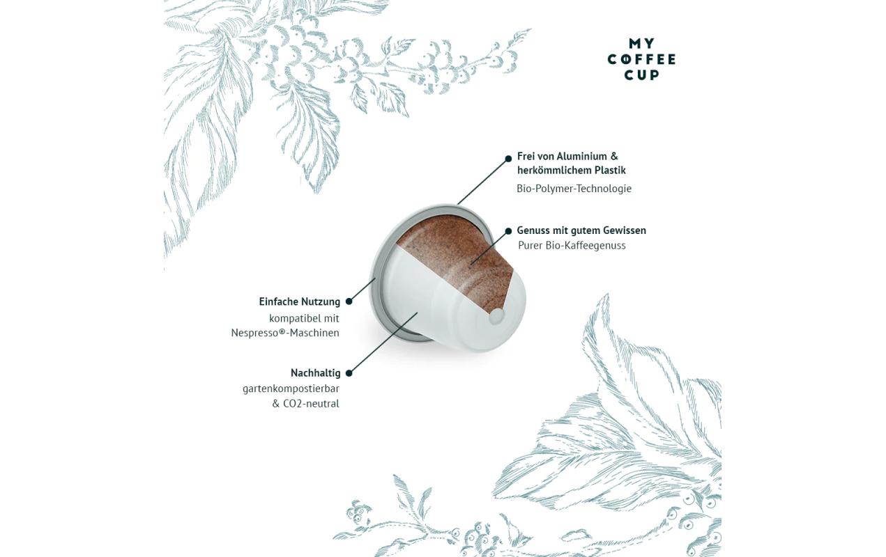 Kaffeekapseln Lungo decaf 100 StückHeimkompostierbare Nespresso-Kapseln mit hochwertigem Bio-Kaffee