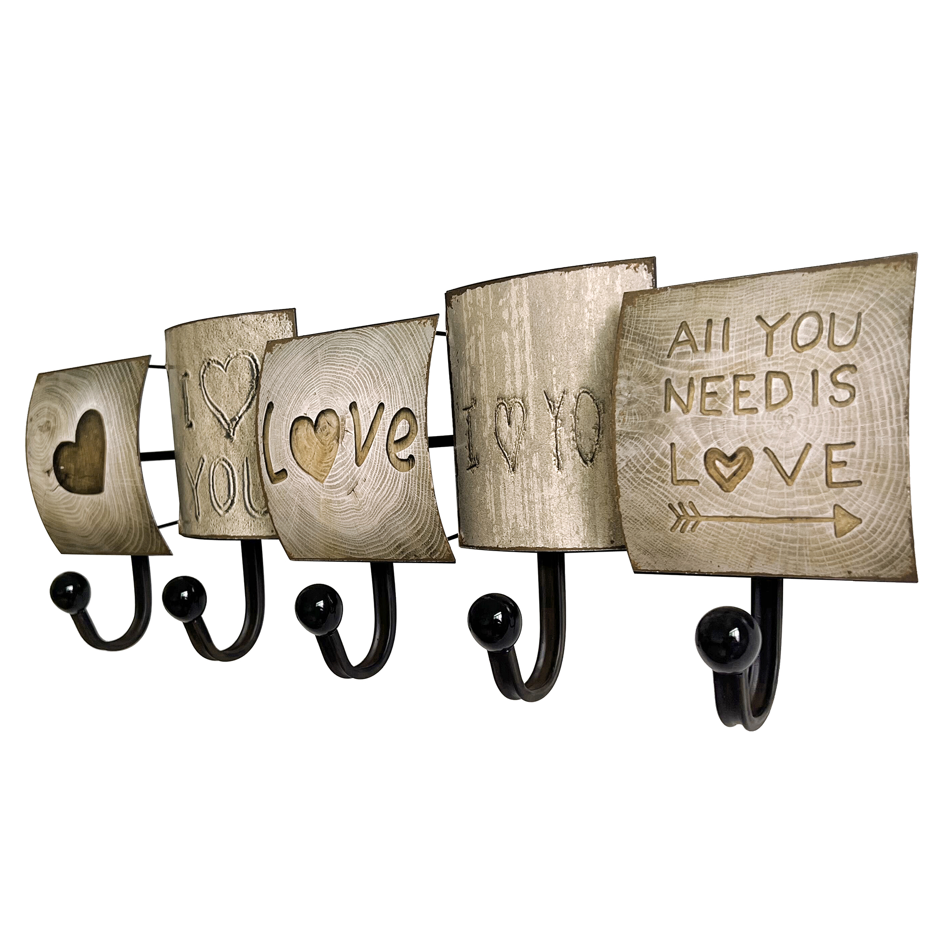 Wandgarderobe LOVE - schwarz - 5 Haken