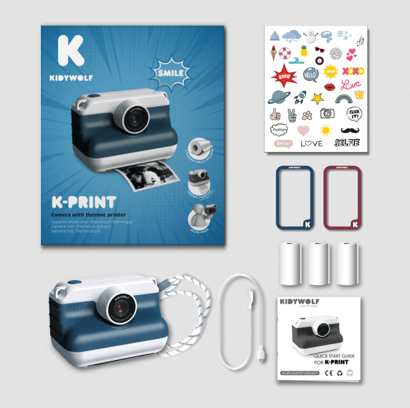 Kidywolf K-PRINT Kamera som printer bilder, Blå