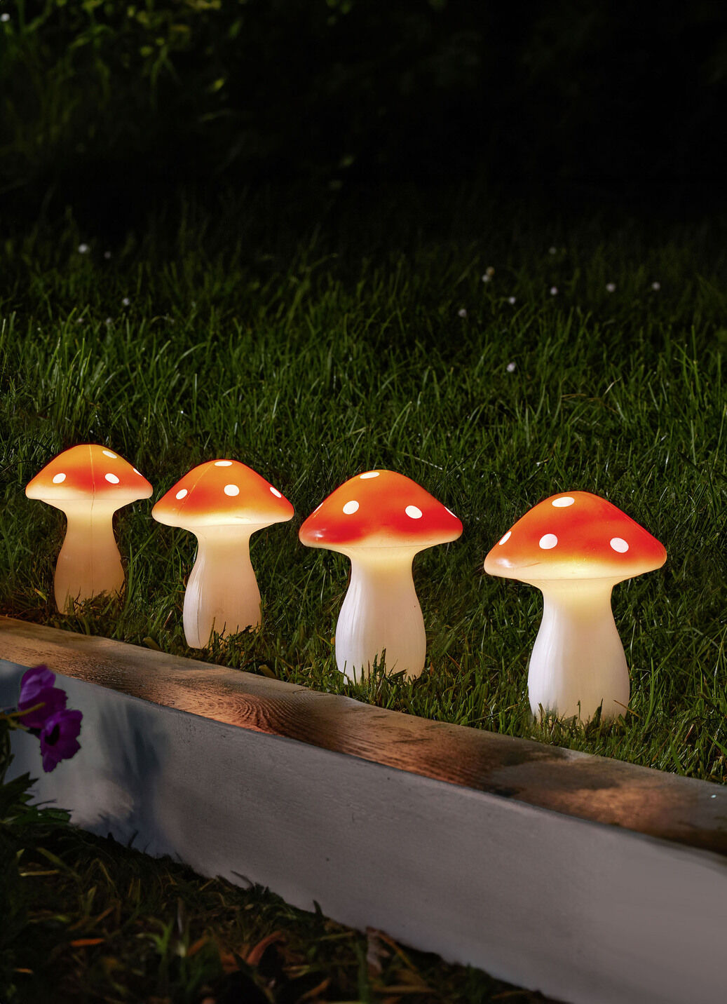 LED-Pilze aus Kunststoff, 4er-Set