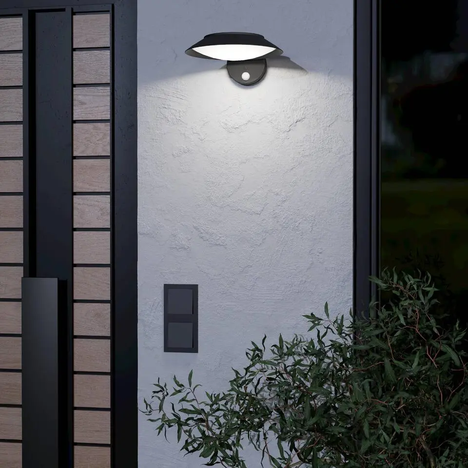 EGLO Cerrisi Solar Wandlamp - LED - 25 cm - Zwart/Wit
