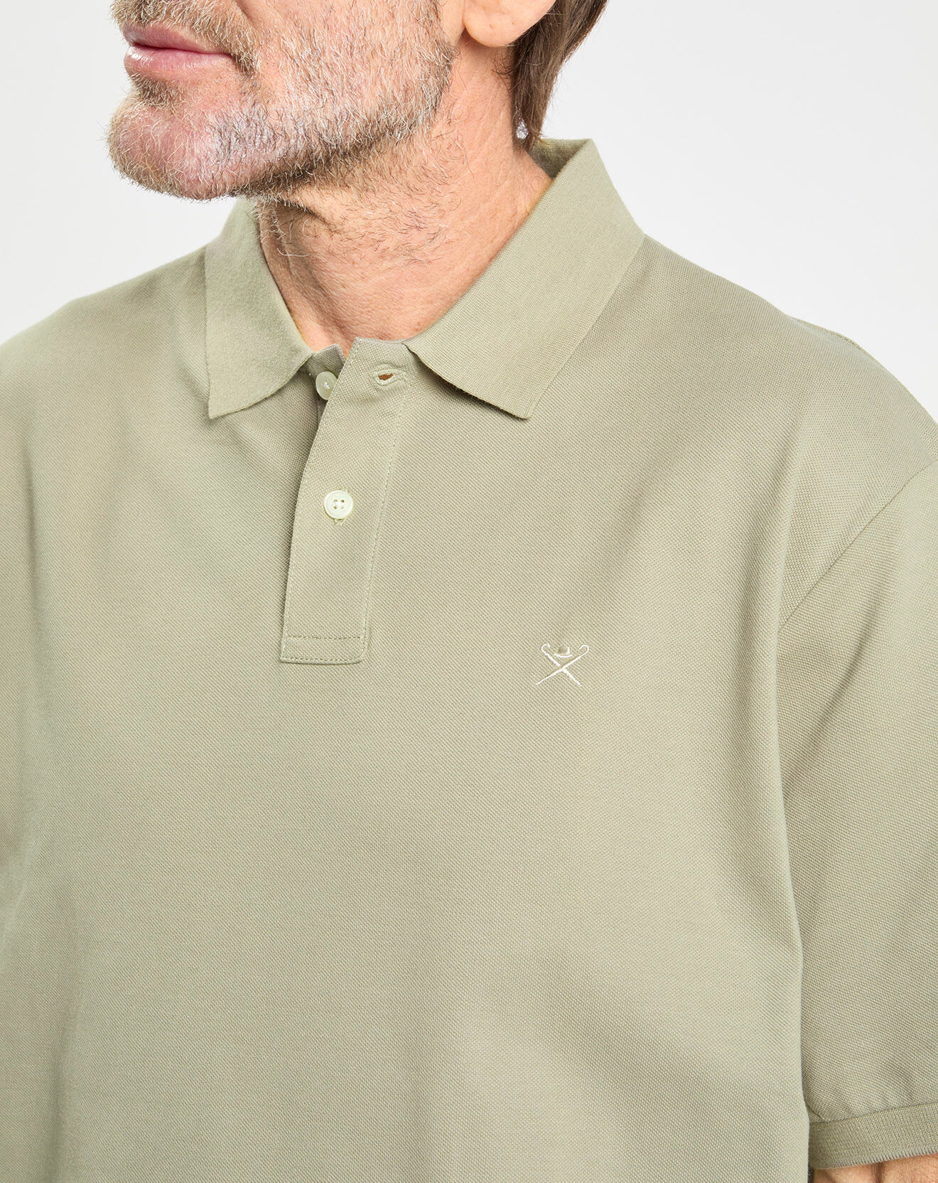 Hackett London Polo Slim Fit manches courtes uni piqué kaki