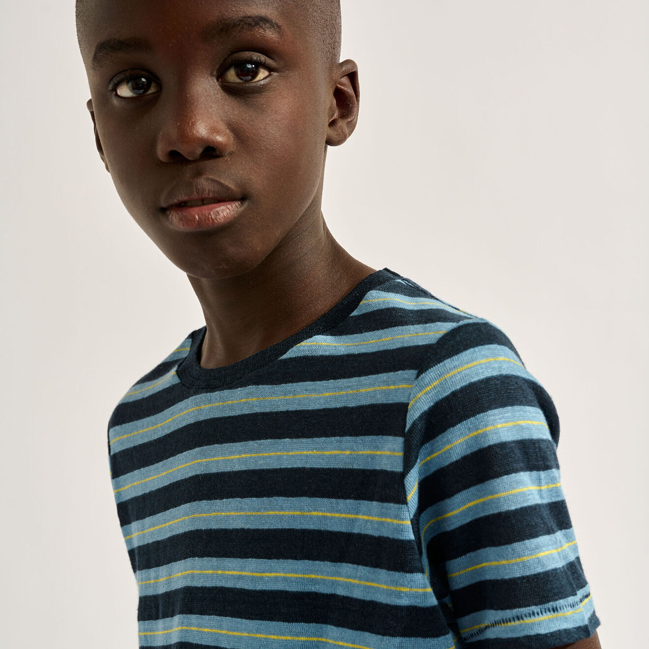 Bellerose T-Shirt 100% Lin Mogo rayé marine/bleu