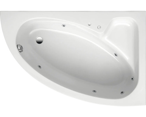 Inbouw whirlpool ruimtebesparend bad OTTOFOND Sirius 97 x 150 cm wit glanzend 56400