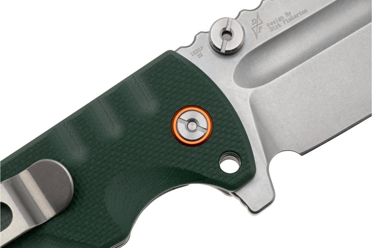 Artisan Cutlery Proponent 1820P-GNF, Stonewashed D2, Green G10 zakmes, Dirk Pinkerton design