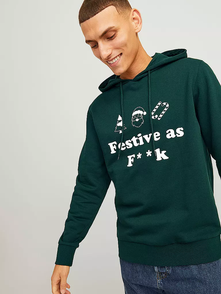 JACK & JONES Kapuzensweater - Hoodie JJXMAS  dunkelgrün