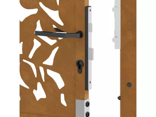 Porte de jardin acier résistant aux intempéries design feuilles