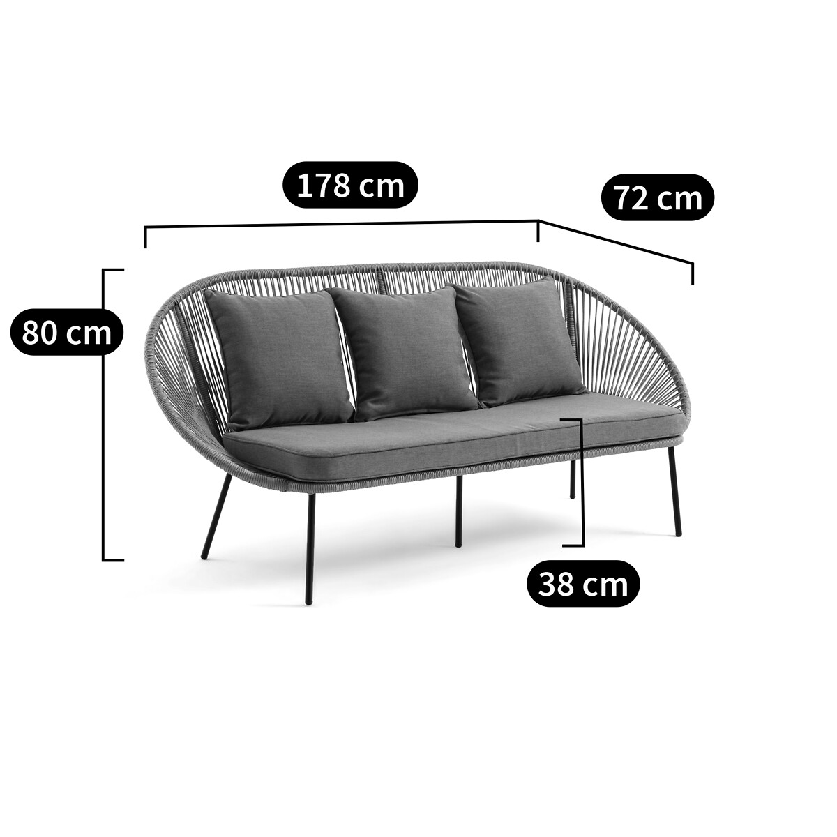 LA REDOUTE INTERIEURS<br>Banco de jardim Jiraya de 3 lugares