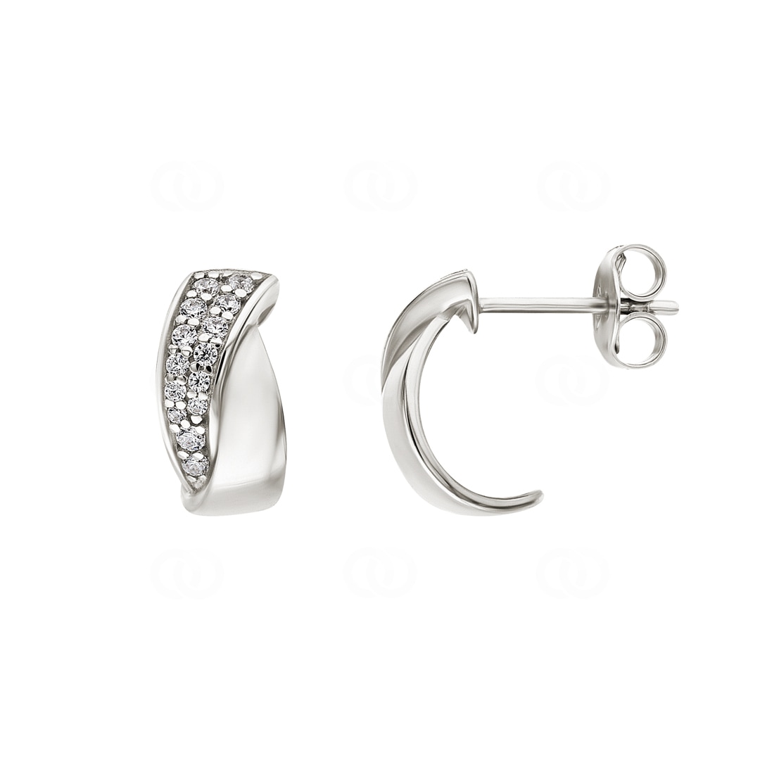 Kreolen 925 Silber rhodiniert mit Zirkonia pavé