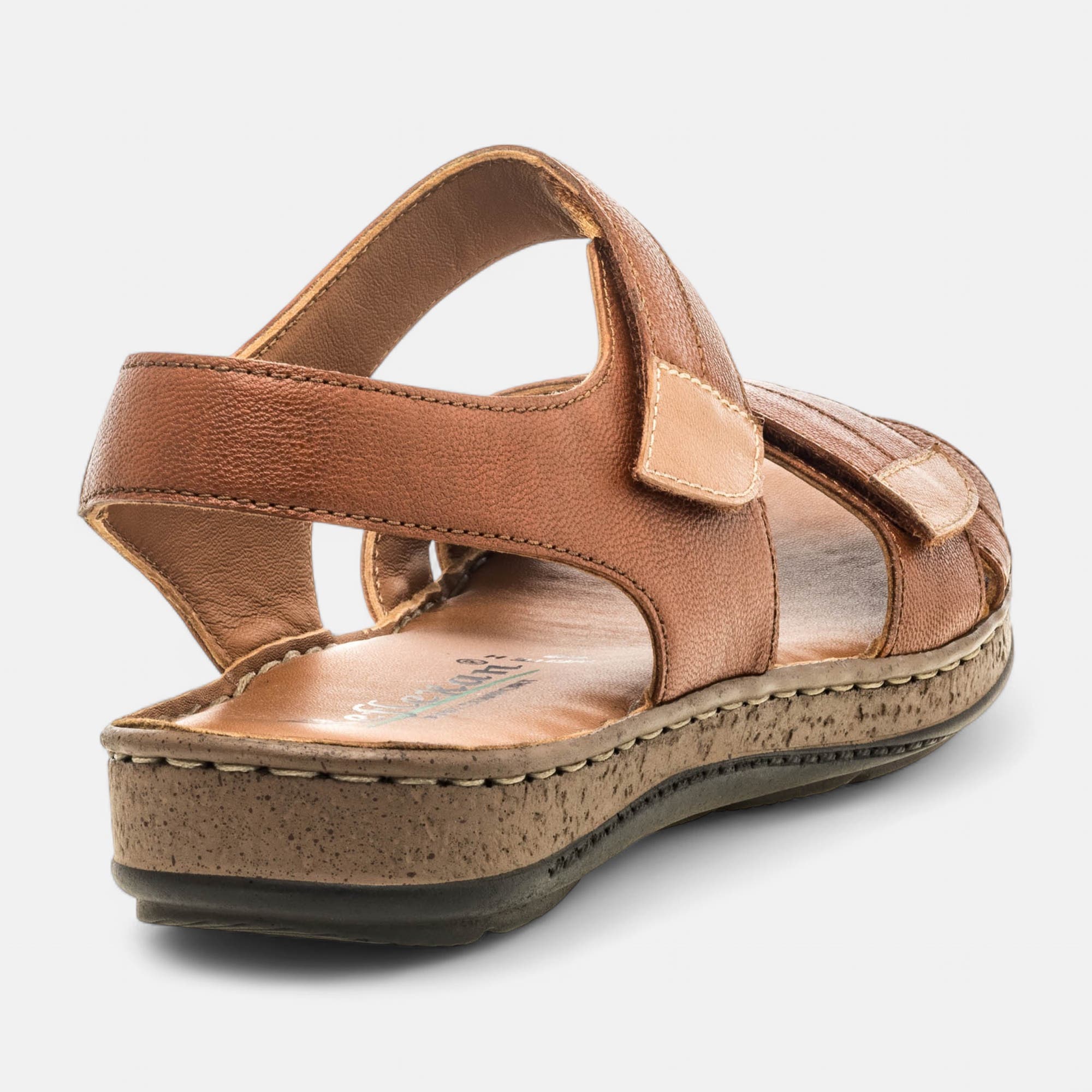 Sandales Femme en cuir cognac